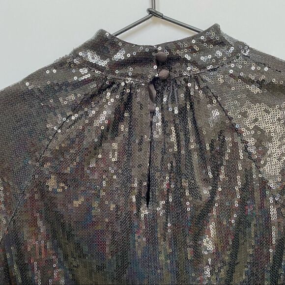 RtA Tennessee Top Black Sequin Long Sleeve Embellished Shirt XS - Picture 5 of 16